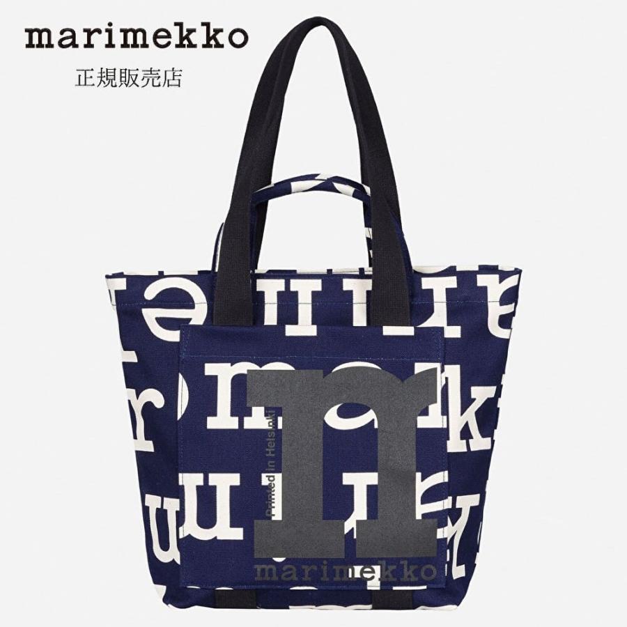 美品✨マリメッコ Mono Mini Citybag Logo トートバッグ marimekko（マリメッコ） 日本限定 トートバッグ ロゴ ネイビー