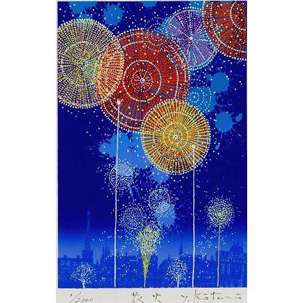 花火と、宇宙「オリジナルイラスト絵画」A4サイズ 花火と、宇宙「オリジナルイラスト絵画」A4サイズ リアルな花火