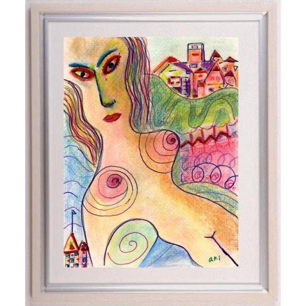 裸婦 絵画 ミクストメディア 秋永清二 「ヌード」 額付き