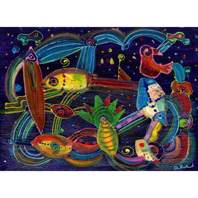 抽象画 絵画 ミクストメディア 秋永清二 「夜の海」 額付き 抽象画 絵画 ミクストメディア 秋永清二 「夜の海」 額付き