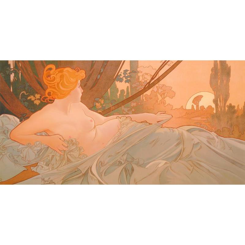 アルフォンス・ミュシャ　DAWN リトグラフ　絵画　1899年　真作 名画復刻 複製版画～STUDIO ART WALK USA～］アルフォンス