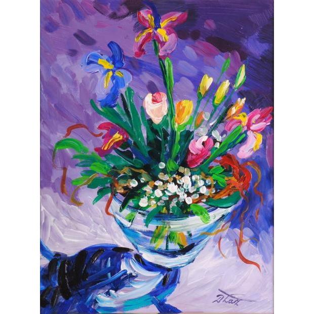 花 絵画 静物画 油絵 油彩画 ドロシー・ラズ 「バケットの花 花 絵画 静物画 油絵 油彩画 ドロシー・ラズ 「バケットの花