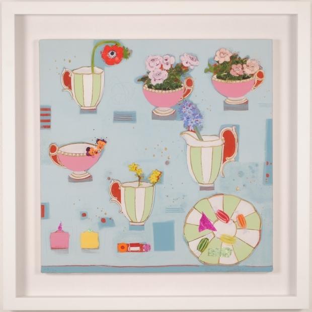 ポップアート 絵画 ティーセット 花 皿 蝋燭 絵 ジークレー 版画 エマ ダンバー おばあちゃんのティーセット 額付き Emadanbar Obachannothiset アートギャラリーモトカワヤフー店 通販 Yahoo ショッピング