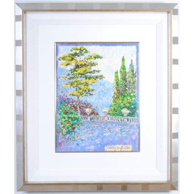 風景画 絵画 油絵 油彩画 フェデリコ・ゴンザレス・マス 「庭園」 【千秋】 額付き