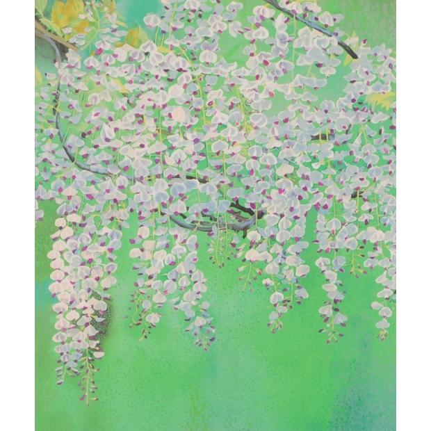 藤 絵画 花 絵 和風 日本画 リトグラフ 版画 濱田台兒 額付き : アート