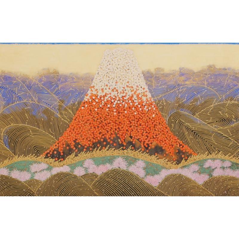 赤富士 絵画 富士山 梅 花 桜 波 絵 和風 インテリア プレゼント