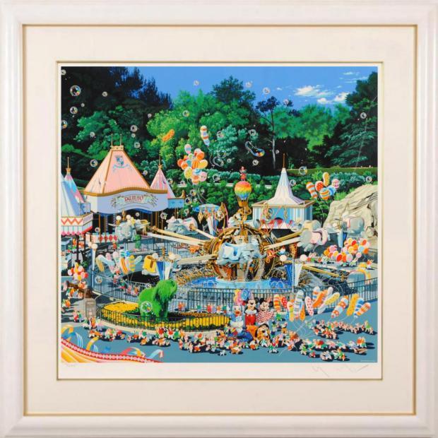 ディズニー　絵画　シルクスクリーン　限定 ヒロ・ヤマガタ ダンボ ディズニー 絵画 インテリア ミッキーマウス