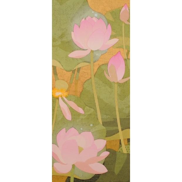 花 絵画 蓮 和風 木版画 本荘正彦 「蓮華瑞相」 額付き : アート 花 絵画 蓮 和風 木版画 本荘正彦 「蓮華瑞相」 額付き : アート