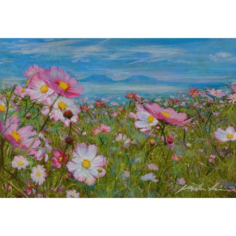 コスモス 絵画 花 阿蘇 風景画 熊本 パステル画 石井清 コスモス 絵画 花 阿蘇 風景画 熊本 パステル画 石井清