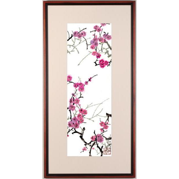 梅 絵画 花 墨彩画 水墨画 飯田守和 「香梅」 額付き : アート 梅 絵画 花 墨彩画 水墨画 飯田守和 「香梅」 額付き : アート