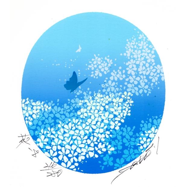 蝶 絵画 版画 シルクスクリーン 池上壮豊 「苑-8」 額付き : アート