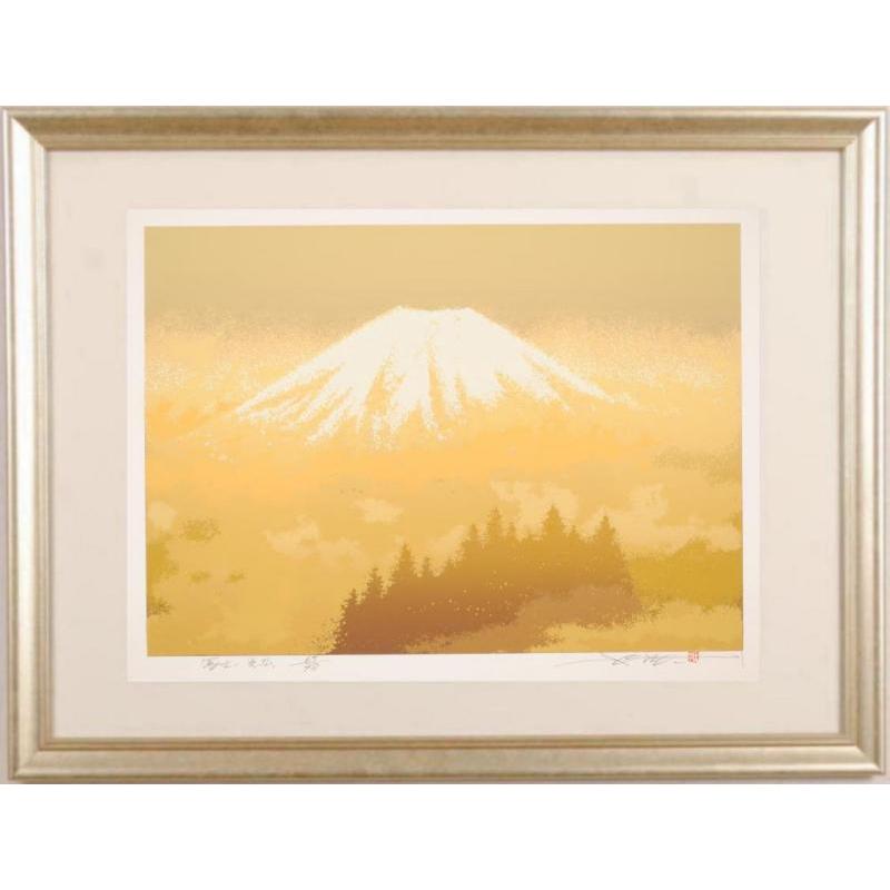 池上壮豊 桜山-2 40/175 シルクスクリーン 額装 直筆サイン 札幌 西区 西野 桜 絵画 花 絵 版画 シルクスクリーン 池上壮豊 「桜・おぼろ」 額付き
