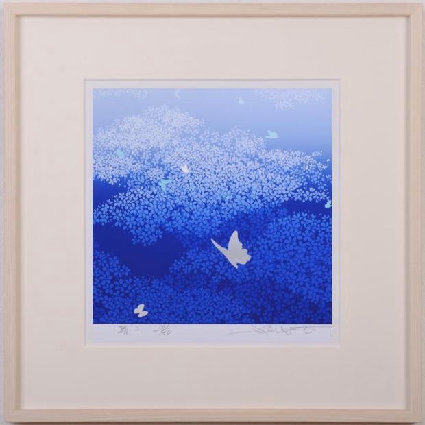 蝶 絵画 版画 シルクスクリーン 池上壮豊 「舞-2」 額付き : アート