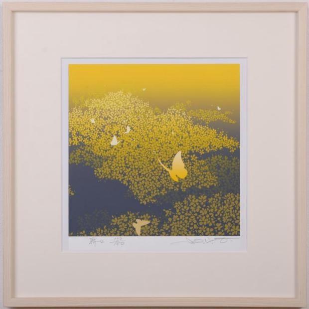 池上壮豊 舞-4 絵 絵画 版画 シルクスクリーン 蝶 額付き インテリア