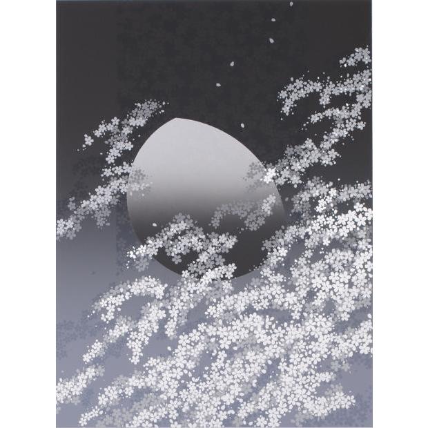 桜 絵画 月 花 和風 シルクスクリーン 版画 池上壮豊 「桜月・1」 額付き｜agmotokawa｜02