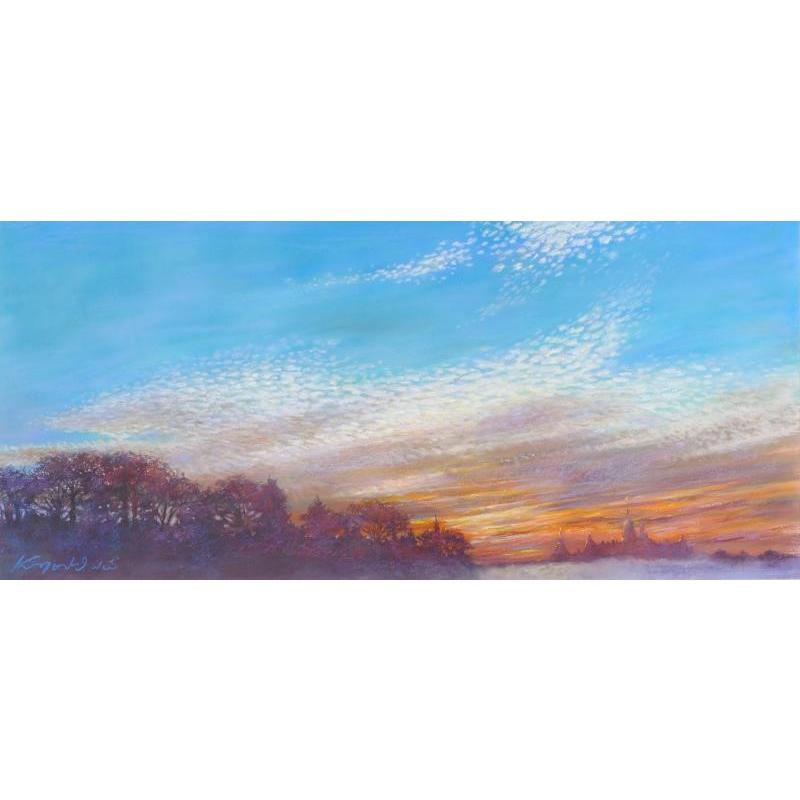 北欧 風景画 絵画 スウェーデン パステル画 石井清 「朝のカルマール城