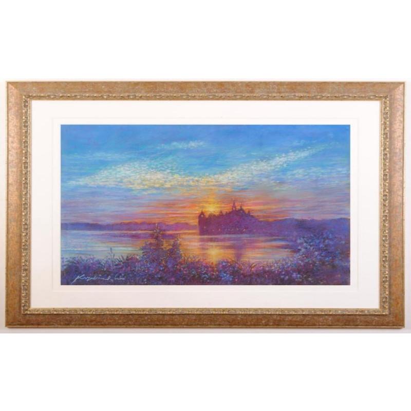 北欧 スウェーデン 風景画 絵画 パステル画 石井清 「カルマル城の朝