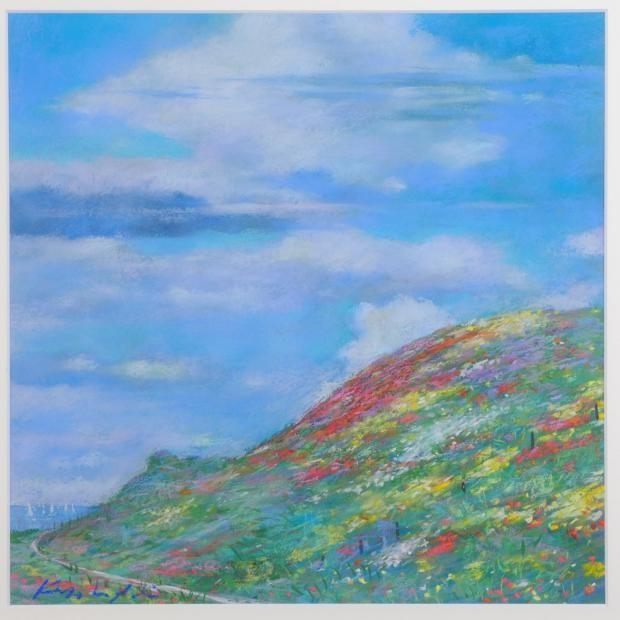 高質で安価 北欧 絵画 風景画 パステル画 石井清 丘の上の雲 額付き 開店祝い Www Gettoknowmontco Com