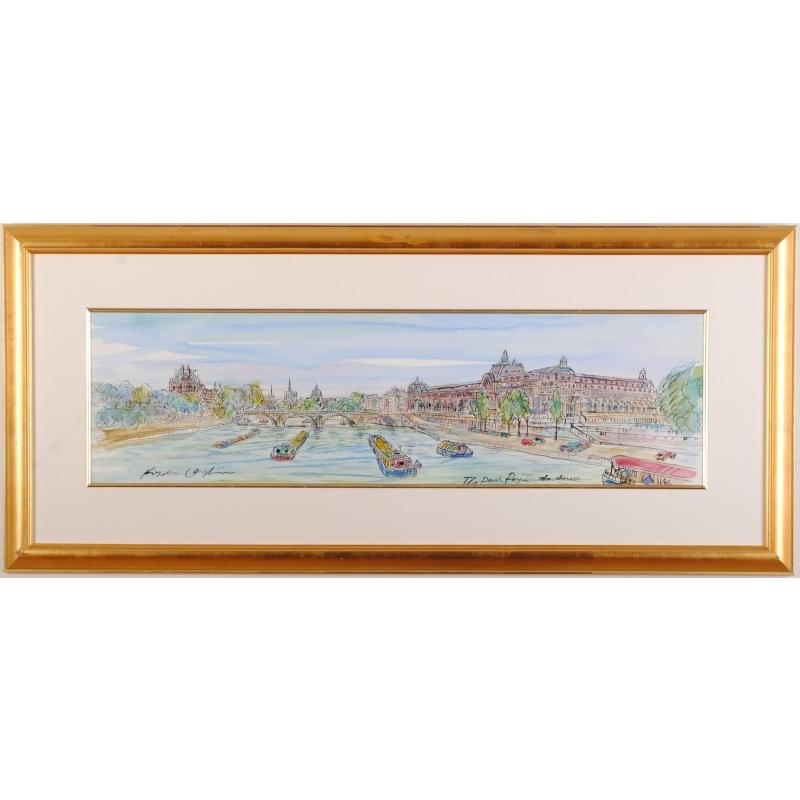 3軒の家の風景画（水彩画）（720×630） 3軒の家の風景画（水彩画