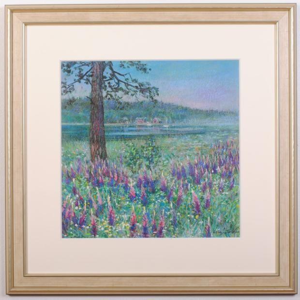 北欧 絵画 風景画 フィンランド パステル画 石井清 「タミサリー」 額