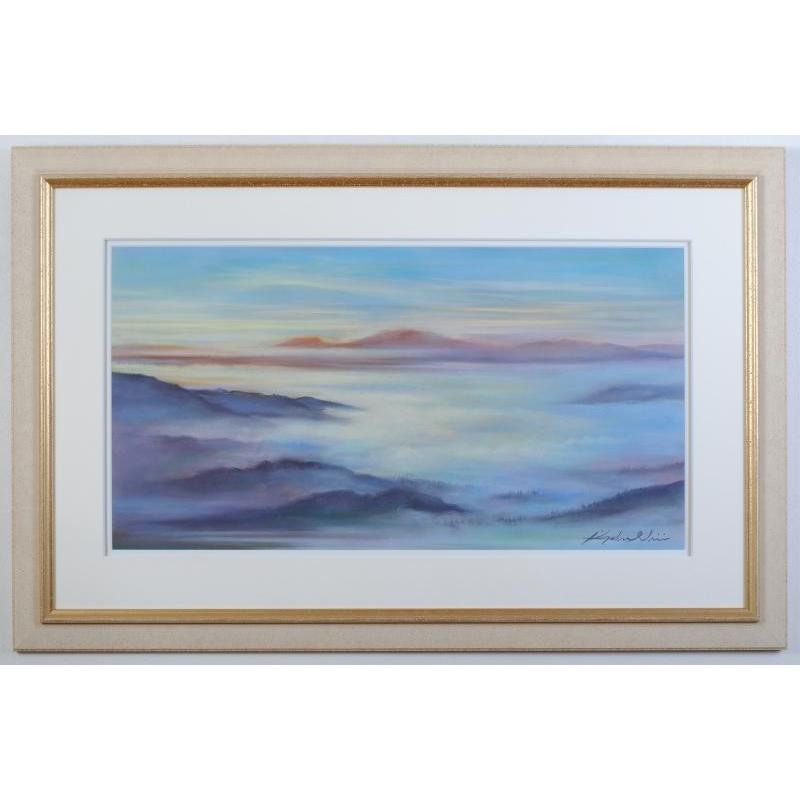 阿蘇 風景画 絵画 パステル画 石井清 「雲海」 額付き : アート