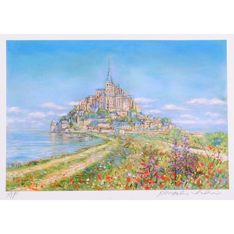 水彩画 モンサンミッシェル 風景画 美術 インテリア 修道院 世界 水彩画 モンサンミッシェル 風景画 美術 インテリア 修道院 世界