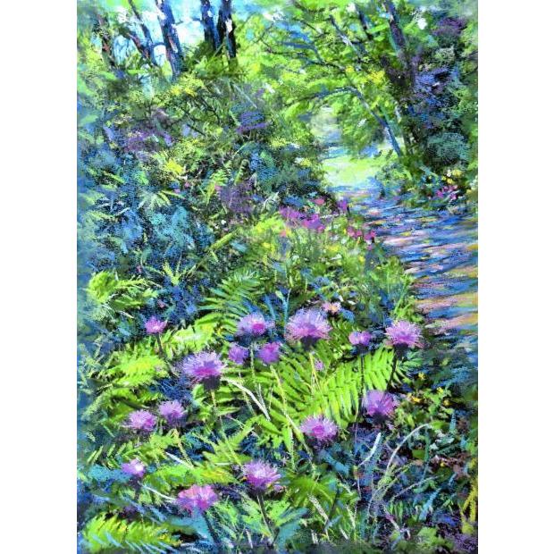 石井清 瑠璃玉アザミ パステル画 あざみ 額縁付き サイン入り 石井清 瑠璃玉アザミ パステル画 あざみ 額縁付き サイン入り 石井清