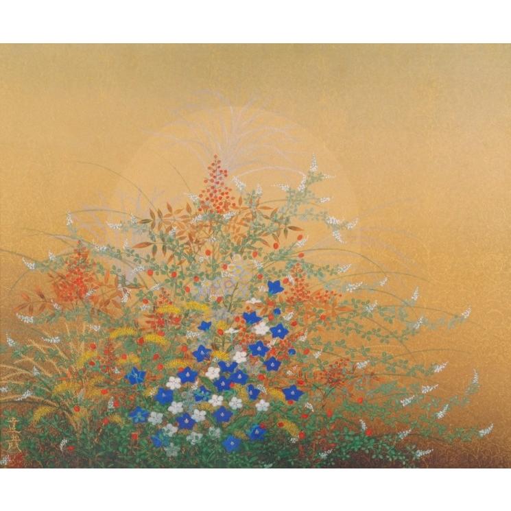 日本画 絵画 花 絵 和風 ジークレー 版画 石踊達哉 「秋草」 額
