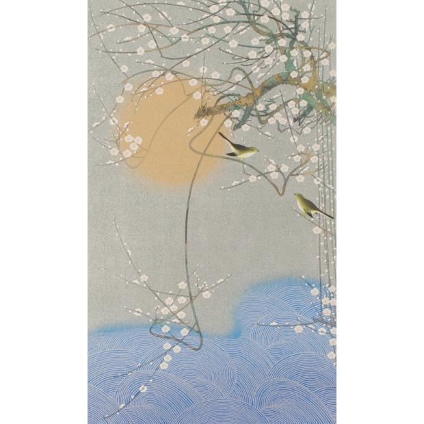 梅 絵画 花 鶯 源氏物語 和風 日本画家 リトグラフ 版画 石踊 梅 絵画 花 鶯 源氏物語 和風 日本画家 リトグラフ 版画 石踊