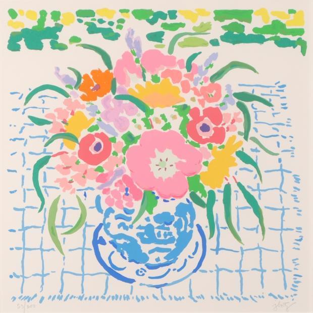 花 絵画 シルクスクリーン 版画 ジョン・ボッツ 「フラワー・1」 額