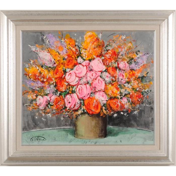 柿田治 薔薇の花束 花 絵画 薔薇 静物画 油絵 一点物 インテリア 柿田治 薔薇の花束 花 絵画 薔薇 静物画 油絵 一点物 インテリア