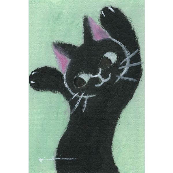 猫 絵画 黒猫 アクリル画 香月和夫 「ゆらゆら黒猫」 額付き 猫 絵画 黒猫 アクリル画 香月和夫 「ゆらゆら黒猫」 額付き