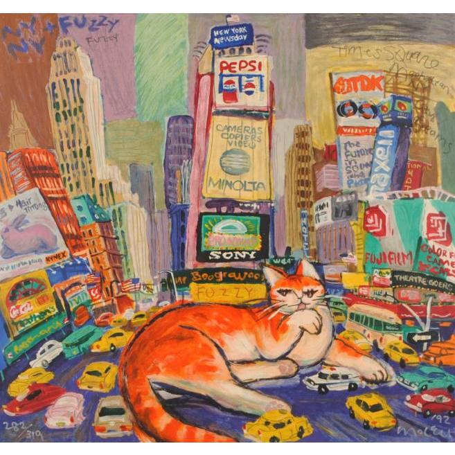 マイケル・ルー NYNYファジー ポップアート 絵画 猫 絵