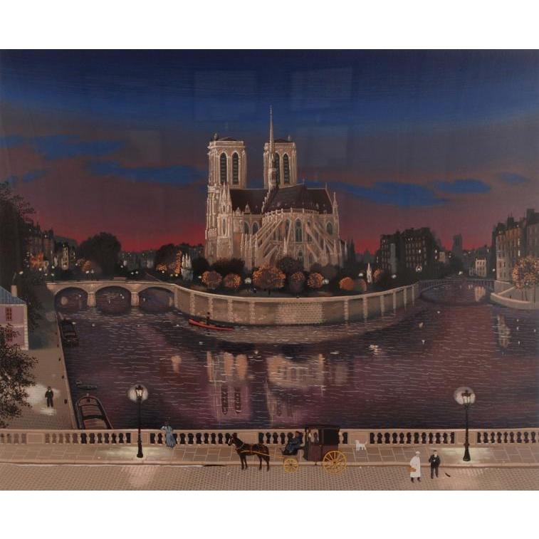 ミッシェル・ドラクロワ「夜のパリ」 ミッシェル・ドラクロワ 夜のノートルダム パリ 絵画 風景画