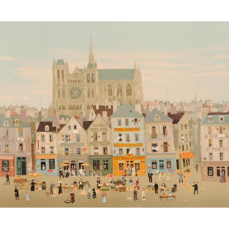 ミッシェル・ドラクロワ シャルトルの市場 フランス 風景画 絵画