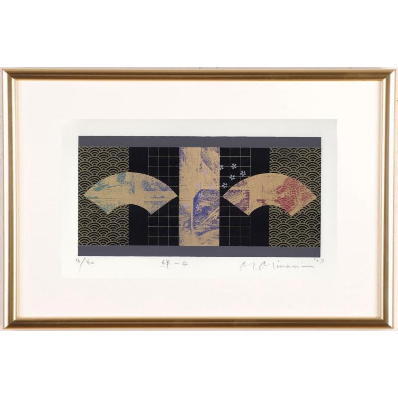 抽象画 絵画 現代アート モダンアート 扇 和風 シルクスクリーン 版画