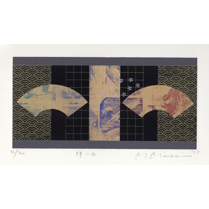 抽象画 絵画 現代アート モダンアート 扇 和風 シルクスクリーン 版画