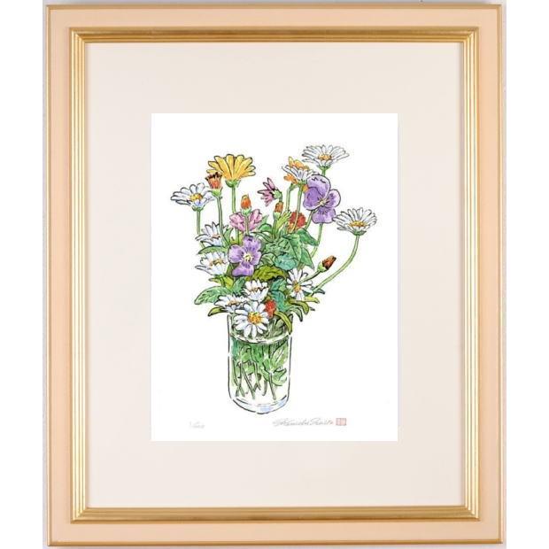 花 絵画 パンジー マーガレット 静物画 版画 ジークレー 内藤謙一