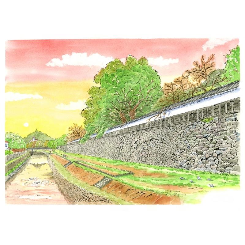 大型 水彩画 絵画 額 160×127cm 絵画 日本 風景画(街並み)長野県 安曇野 大王わさび農場 インテリア