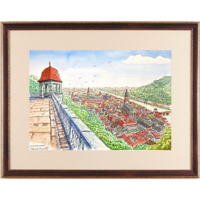 ドイツ 風景画 絵画 水彩画 内藤謙一 「ハイデルベルク・3」 額 ドイツ 風景画 絵画 水彩画 内藤謙一 「ハイデルベルク・3」 額