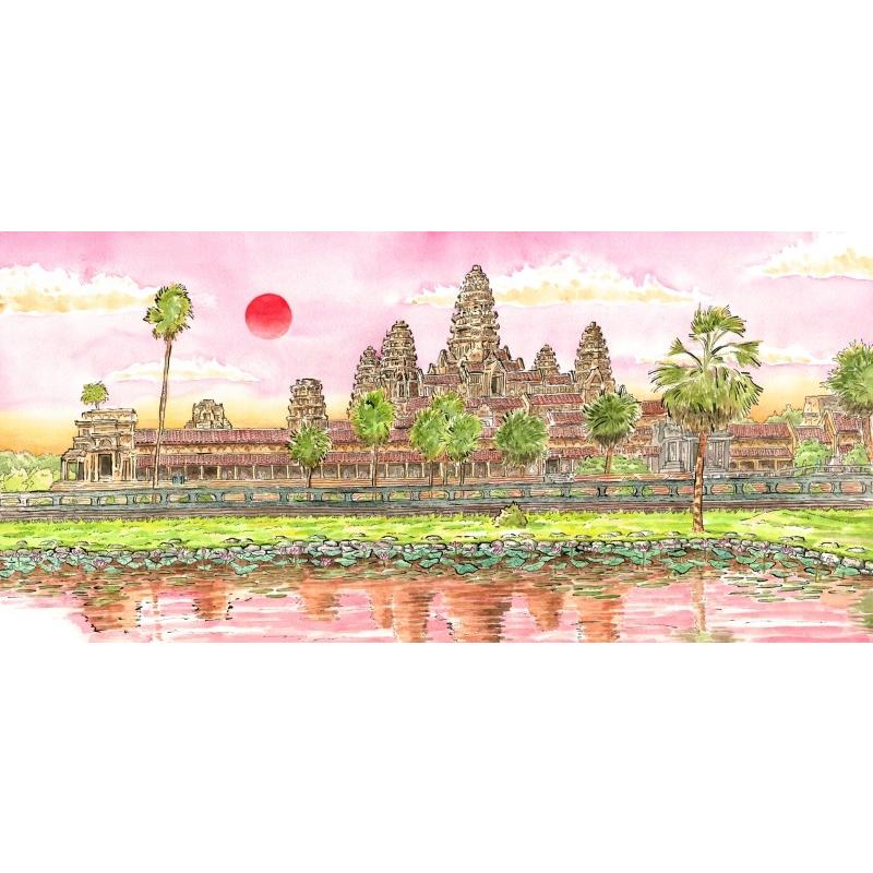 日本未発売 カンボジア アンコールワット絵画 絵画 タペストリ