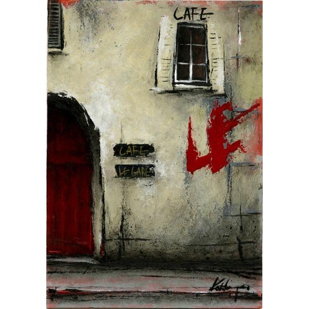 光の都市 見晴らし画 図画 フランス共和国 喫茶店 油彩 油画画 中野克彦 「LE」 額付き添い人 洋画-美術、工芸品
