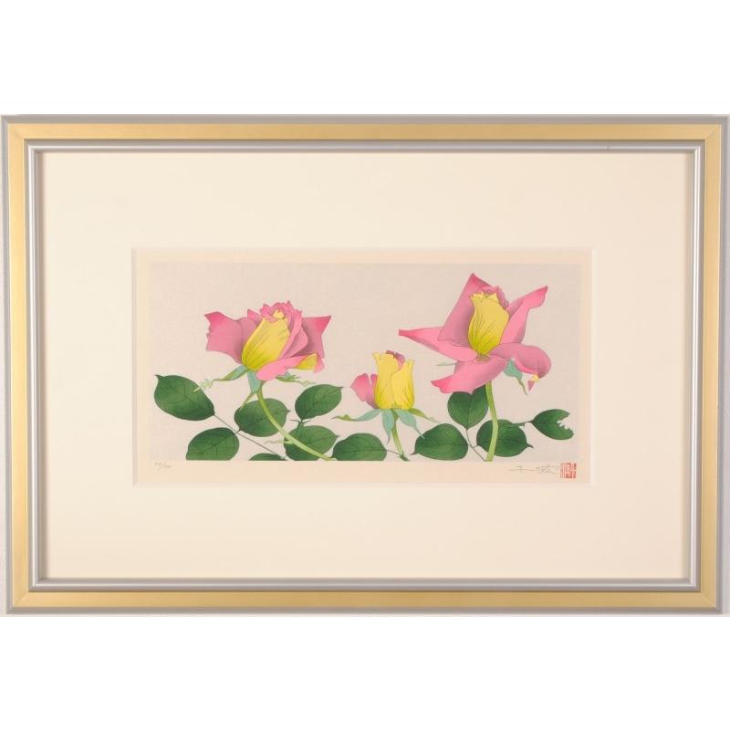 薔薇 絵画 花 木版画 日本画家 中島千波 ばら 2 額付き Ypt Or Id