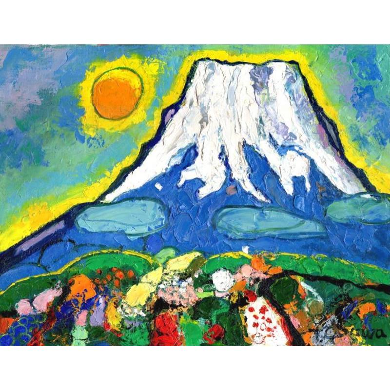 大沢武士 青富士・17 富士山 絵画 風景画 油絵 インテリア 一点物