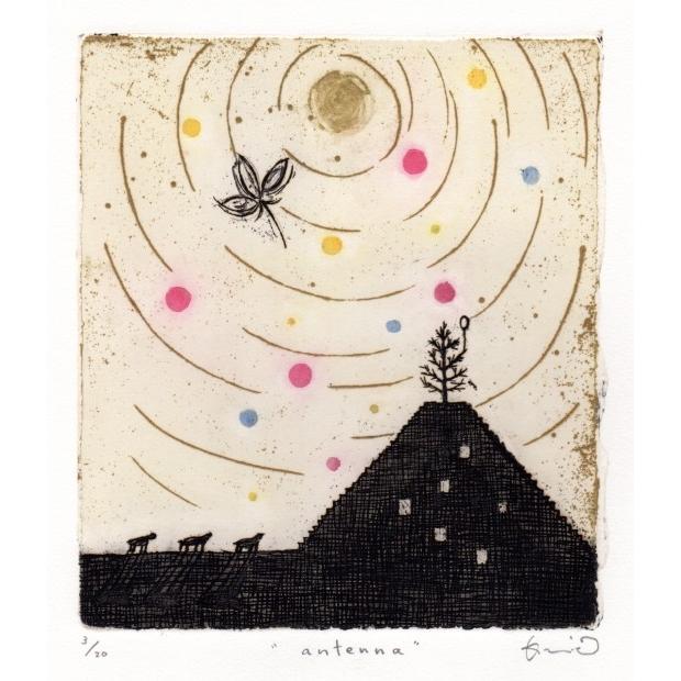 絵画・額縁・版画・オバタクミ・エッチング・お洒落・美術品・インテリア・雑貨 抽象画 絵画 銅版画 エッチング オバタクミ 「antenna」 額付き