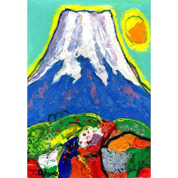 富士山 絵画 風景画 インテリア 油絵 大沢武士 「青富士・11」 額付き｜agmotokawa｜02