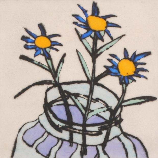 花 絵画 雛菊 銅版画 ドライポイント エッチング リチャード・スペア