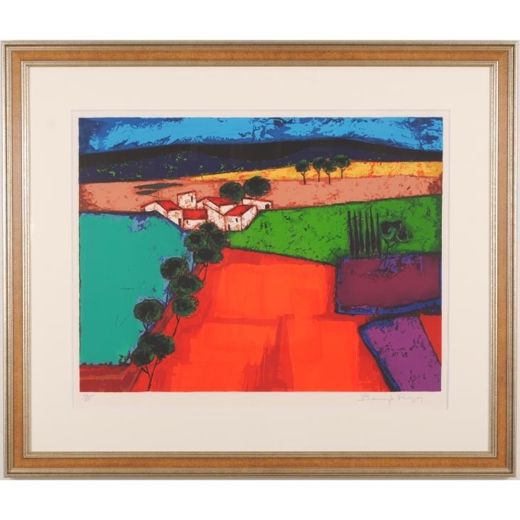 ロジェ・ボナフェ 絵画 南仏 風景画 リトグラフ 版画 「青い丘