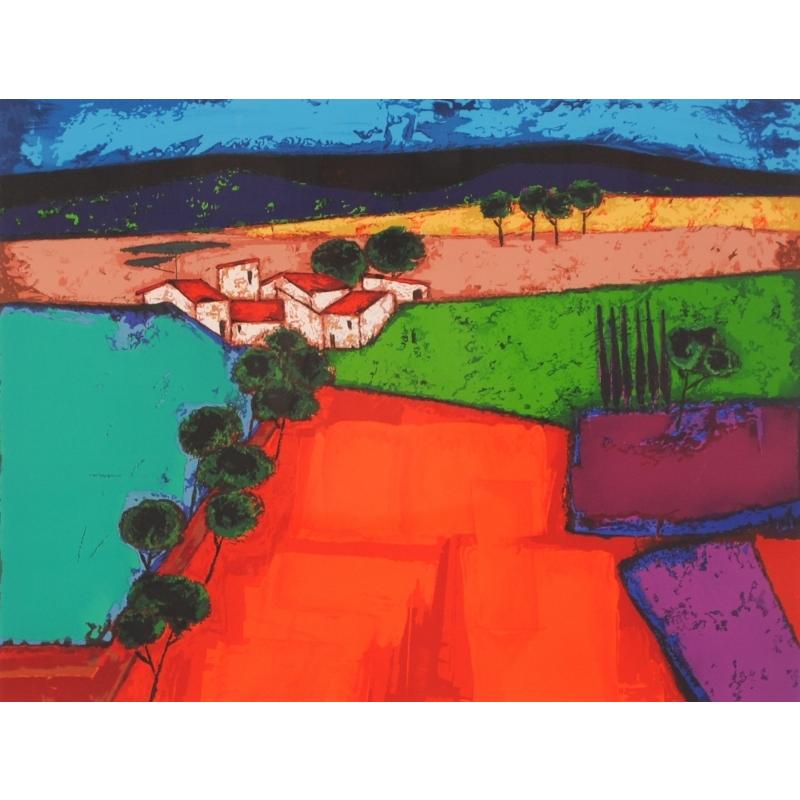 ロジェ・ボナフェ 絵画 南仏 風景画 リトグラフ 版画 「青い丘
