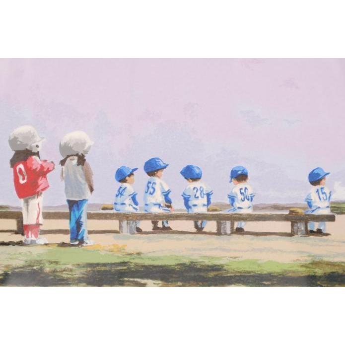 櫻井幸雄 絵画 「出番のないベンチ(発言力のある女子 櫻井幸雄 絵画 「出番のないベンチ(発言力のある女子